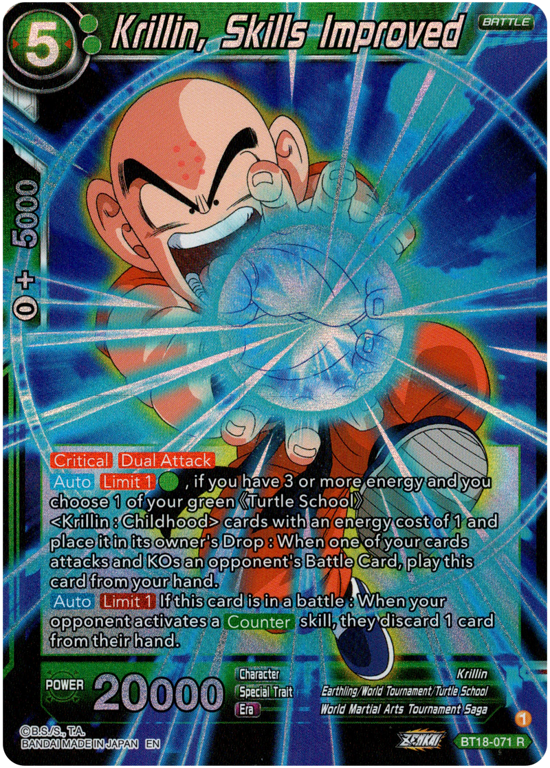 Krillin, Skills Improved - BT18-071 - Dawn of the Z-Legends - Parallel Foil - Card Cavern