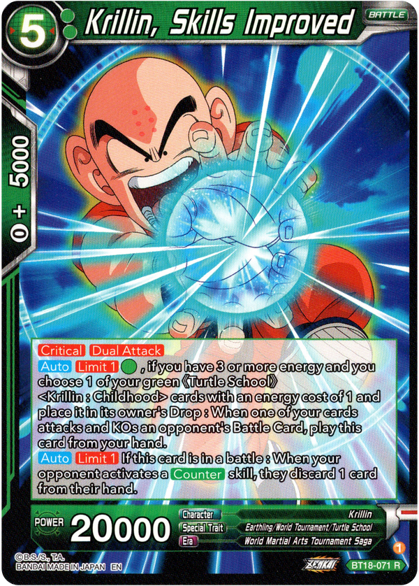 Krillin, Skills Improved - BT18-071 - Dawn of the Z-Legends - Card Cavern