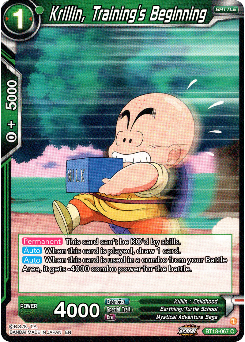 Krillin, Training's Beginning - BT18-067 - Dawn of the Z-Legends - Card Cavern