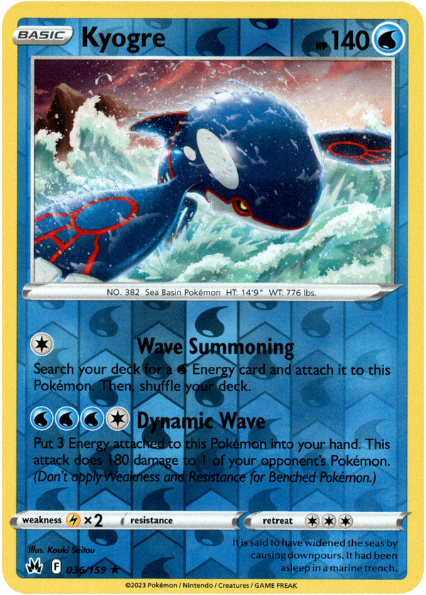 Kyogre - 036/159 - Crown Zenith - Reverse Holo - Card Cavern