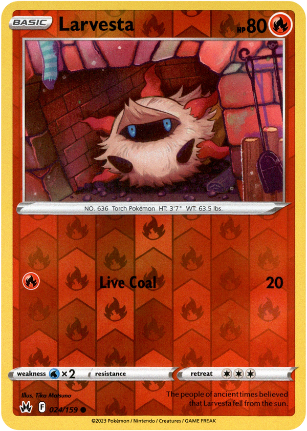 Larvesta - 024/159 - Crown Zenith - Reverse Holo - Card Cavern