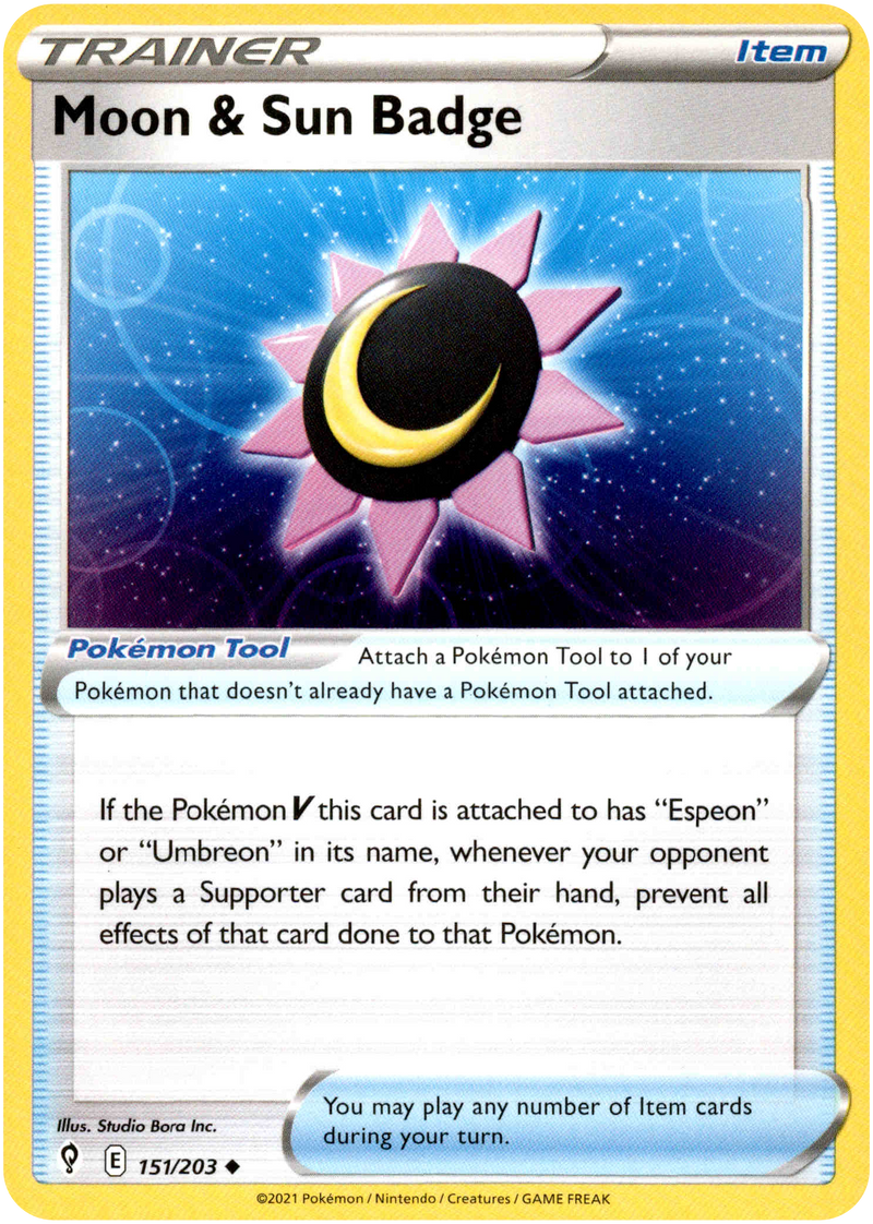 Moon & Sun Badge - 151/203 - Evolving Skies - Card Cavern