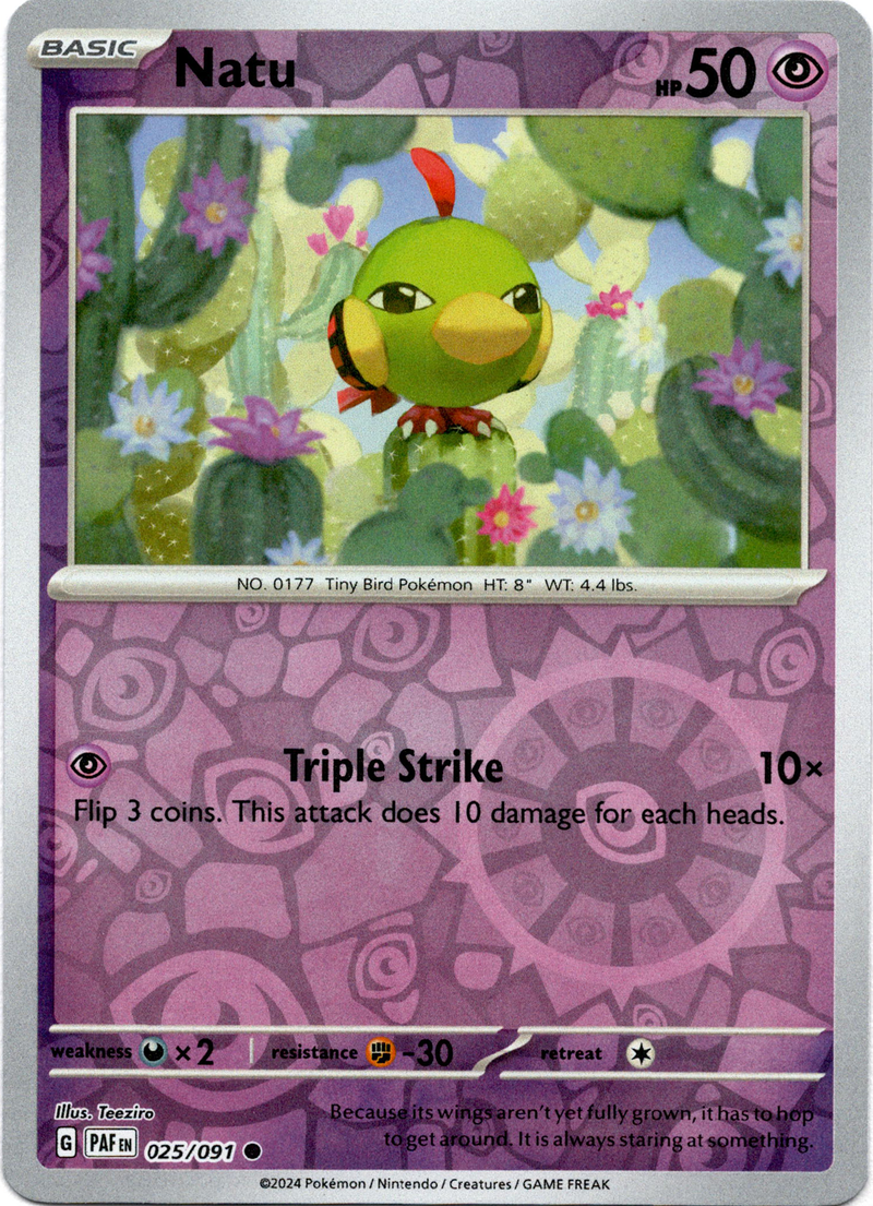 Natu - 025/091 - Paldean Fates - Reverse Holo - Card Cavern