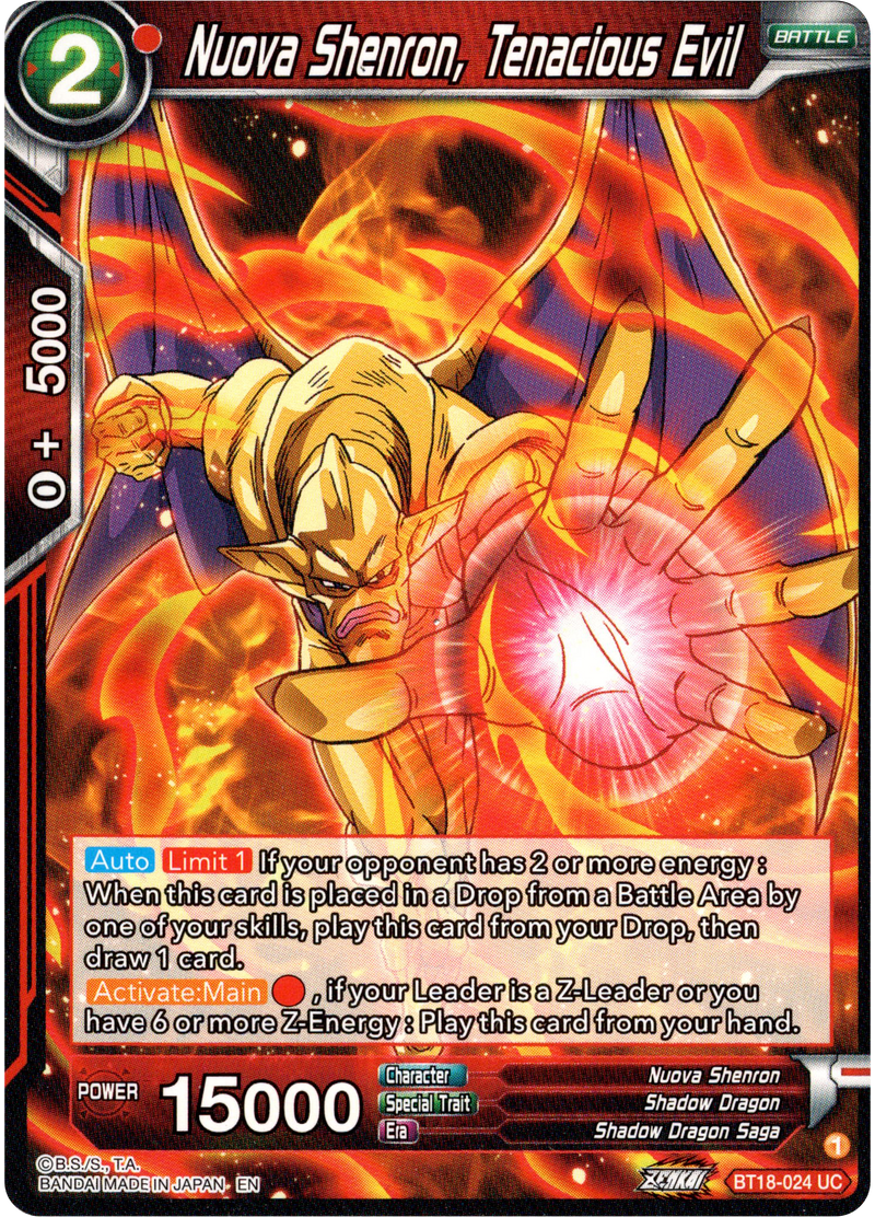 Nuova Shenron, Tenacious Evil - BT18-024 - Dawn of the Z-Legends - Card Cavern