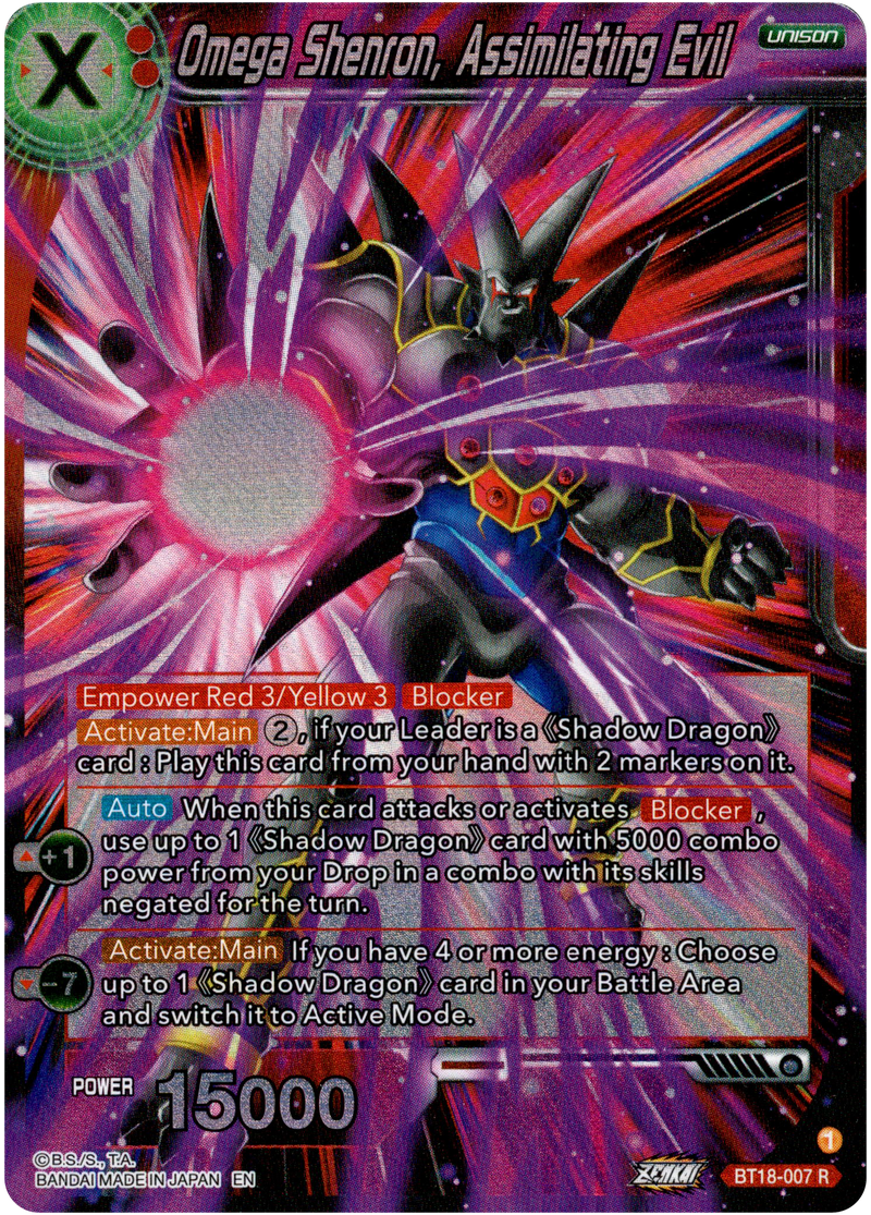 Omega Shenron, Assimilating Evil - BT18-007 - Dawn of the Z-Legends - Parallel Foil - Card Cavern