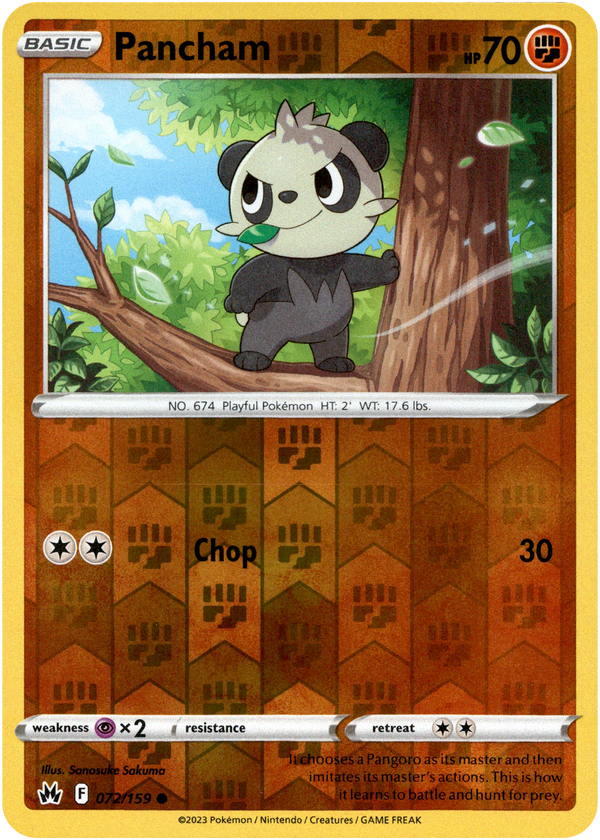 Pancham - 072/159 - Crown Zenith - Reverse Holo - Card Cavern