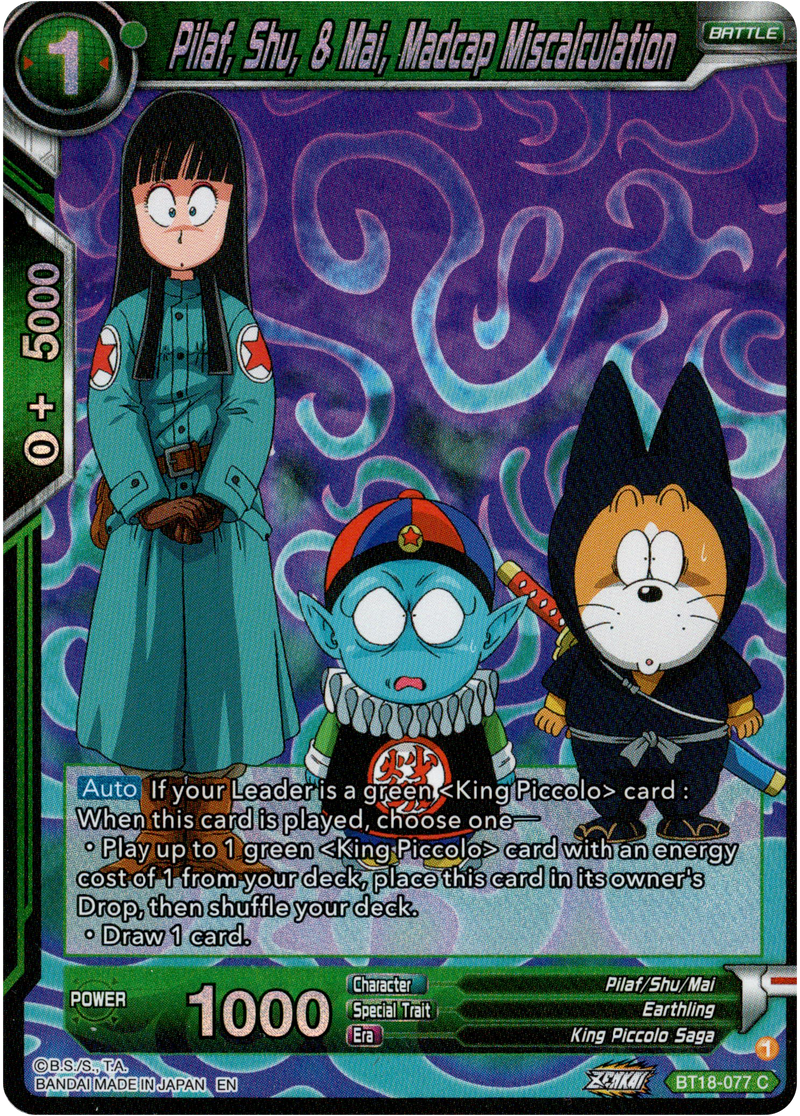 Pilaf, Shu, & Mai, Madcap Miscalculation - BT18-077 - Dawn of the Z-Legends - Parallel Foil - Card Cavern