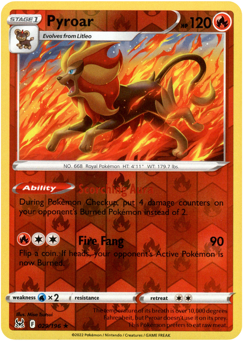 Pyroar - 029/196 - Lost Origin - Reverse Holo - Card Cavern