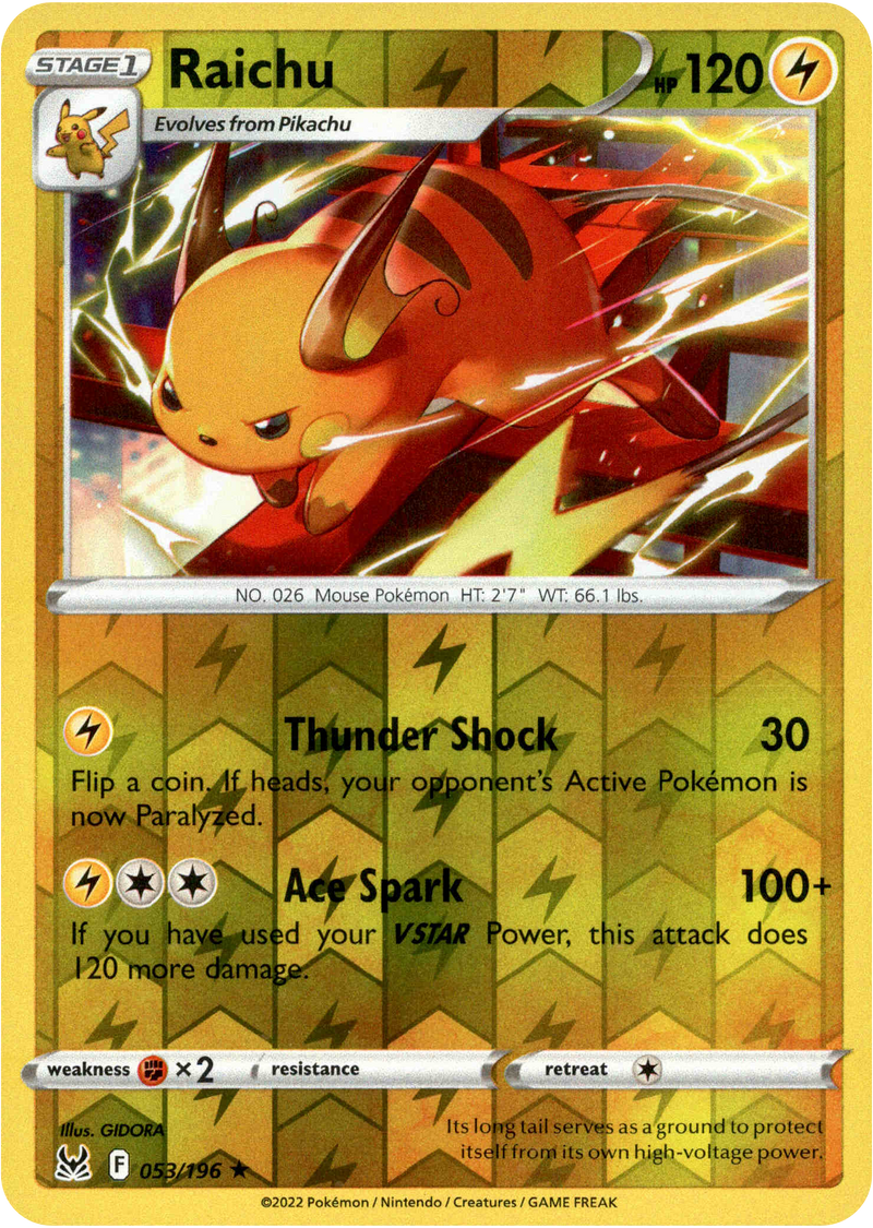 Raichu - 053/196 - Lost Origin - Reverse Holo - Card Cavern