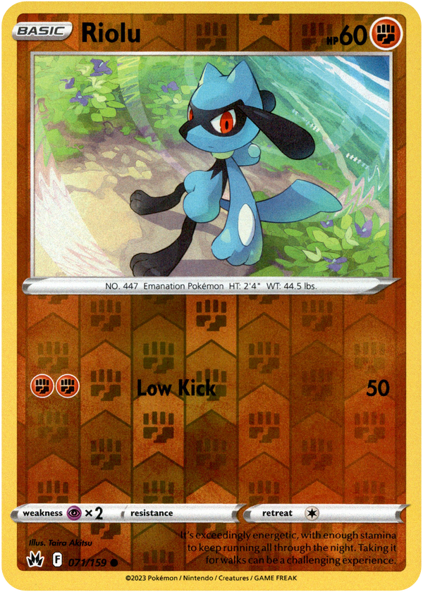 Riolu - 071/159 - Crown Zenith - Reverse Holo - Card Cavern