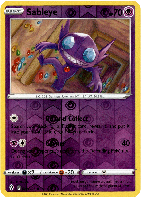 Sableye - 067/203 - Evolving Skies - Reverse Holo - Card Cavern