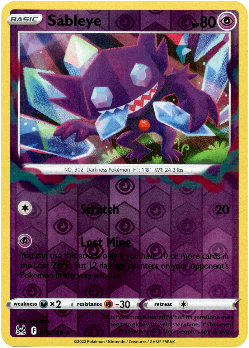 Sableye - 070/196 - Lost Origin - Reverse Holo - Card Cavern