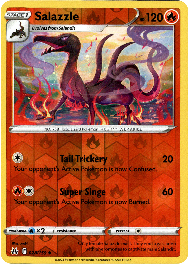 Salazzle - 028/159 - Crown Zenith - Reverse Holo - Card Cavern