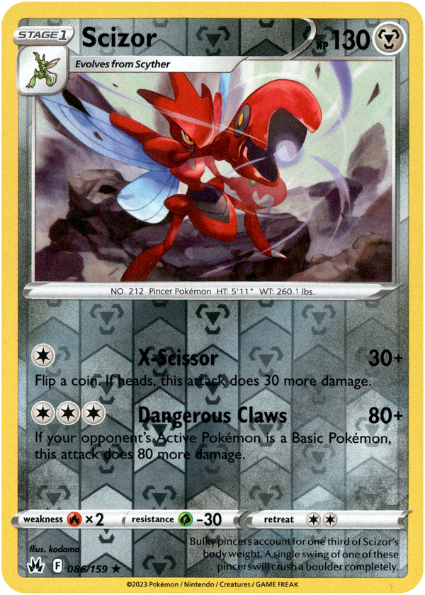 Scizor - 086/159 - Crown Zenith - Reverse Holo - Card Cavern