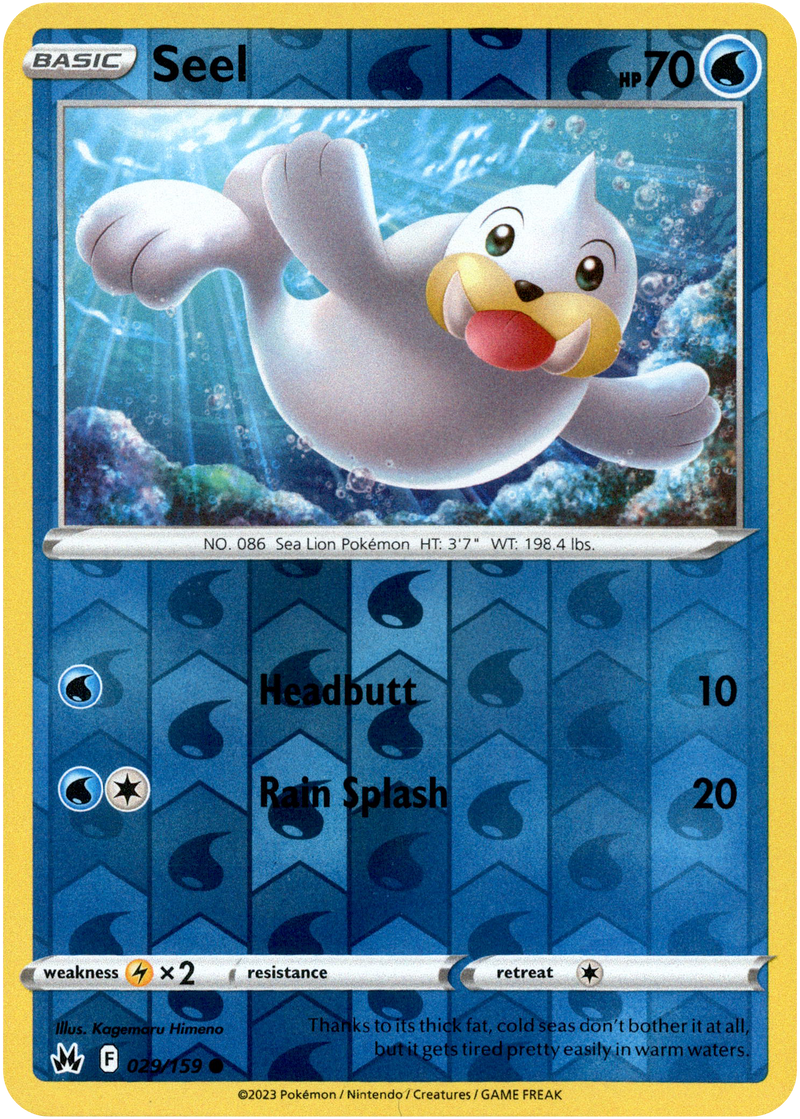 Seel - 029/159 - Crown Zenith - Reverse Holo - Card Cavern