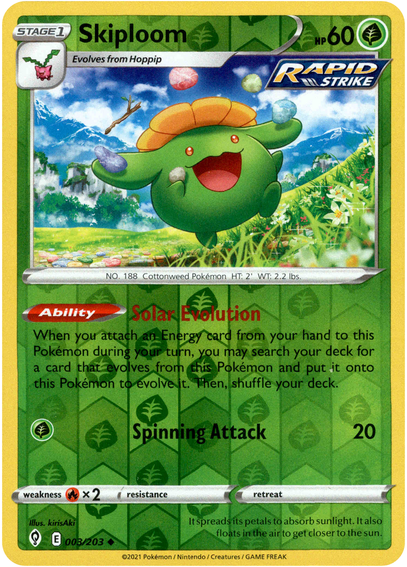 Skiploom - 003/203 - Evolving Skies - Reverse Holo - Card Cavern