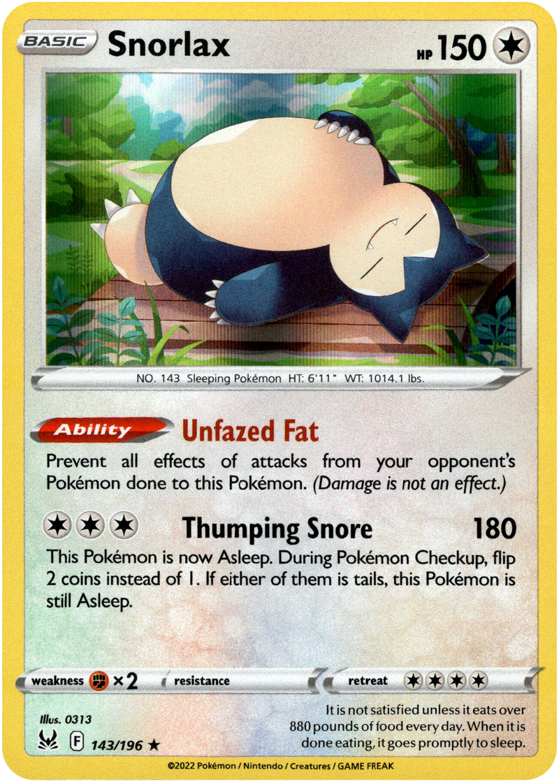 Snorlax - 143/196 - Lost Origin - Holo - Card Cavern