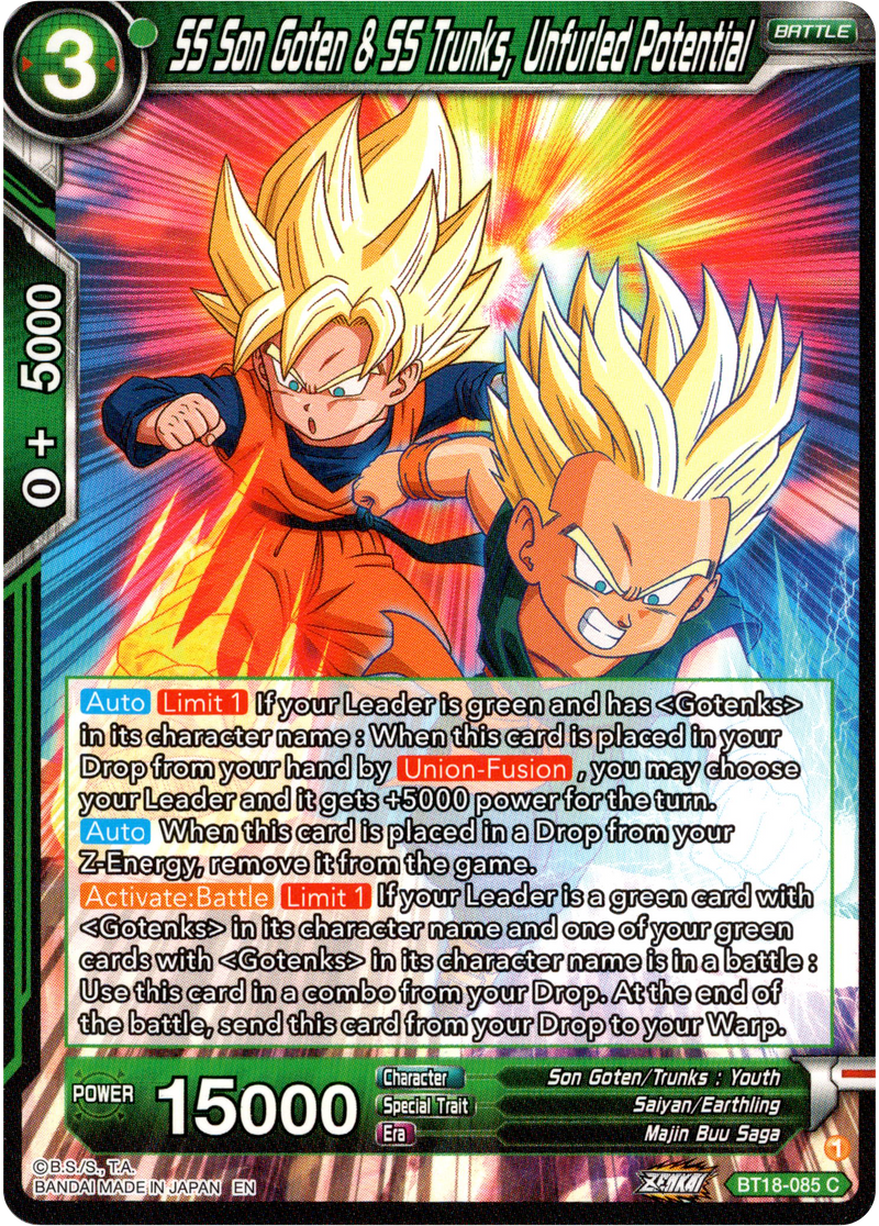 SS Son Goten & SS Trunks, Unfurled Potential - BT18-085 - Dawn of the Z-Legends - Card Cavern