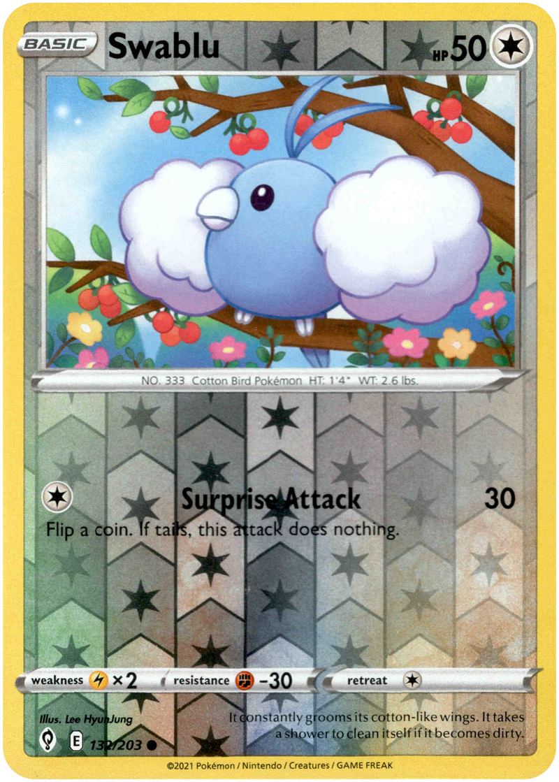 Swablu - 132/203 - Evolving Skies - Reverse Holo - Card Cavern